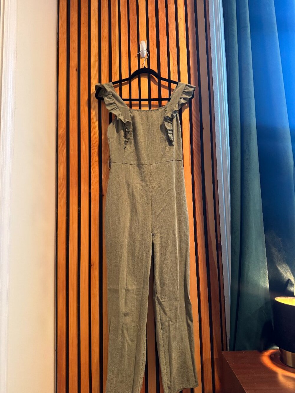 Altar'd State Lace-Trim Wide Leg Jumpsuit - Size S - Forest Green